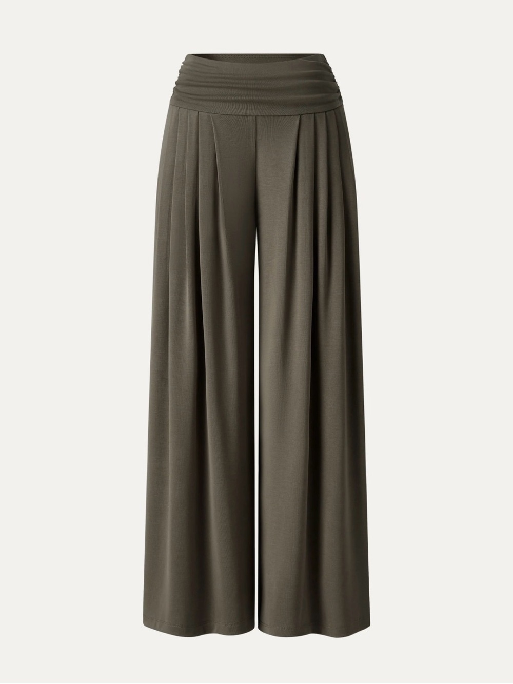 OGL Sandwashed Super Flowy Tucked Palazzo Pant with Pockets Olive XL Petite NWT